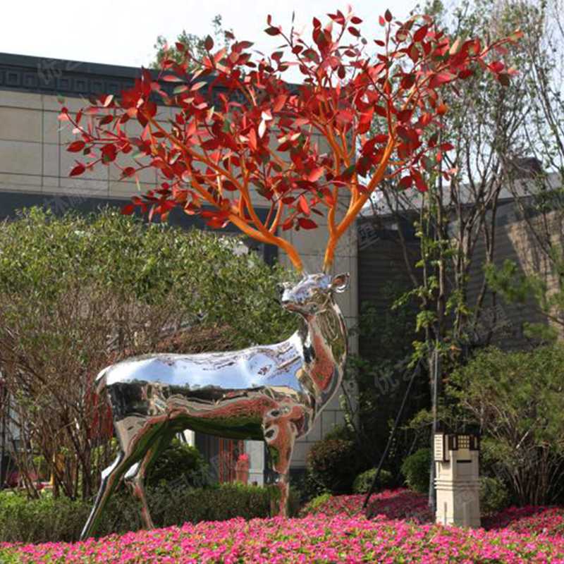 不銹鋼鹿，不銹鋼雕塑，不銹鋼鹿定制