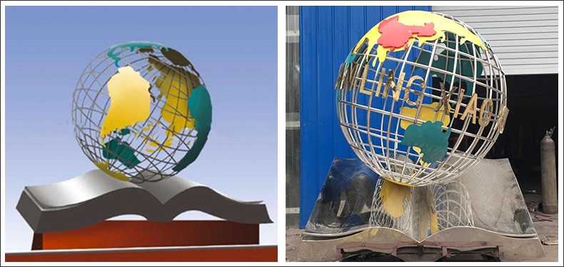 不銹鋼地球，景觀地球雕塑，學(xué)校地球儀擺件