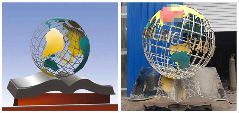 不銹鋼地球，景觀地球雕塑，學(xué)校地球儀擺件