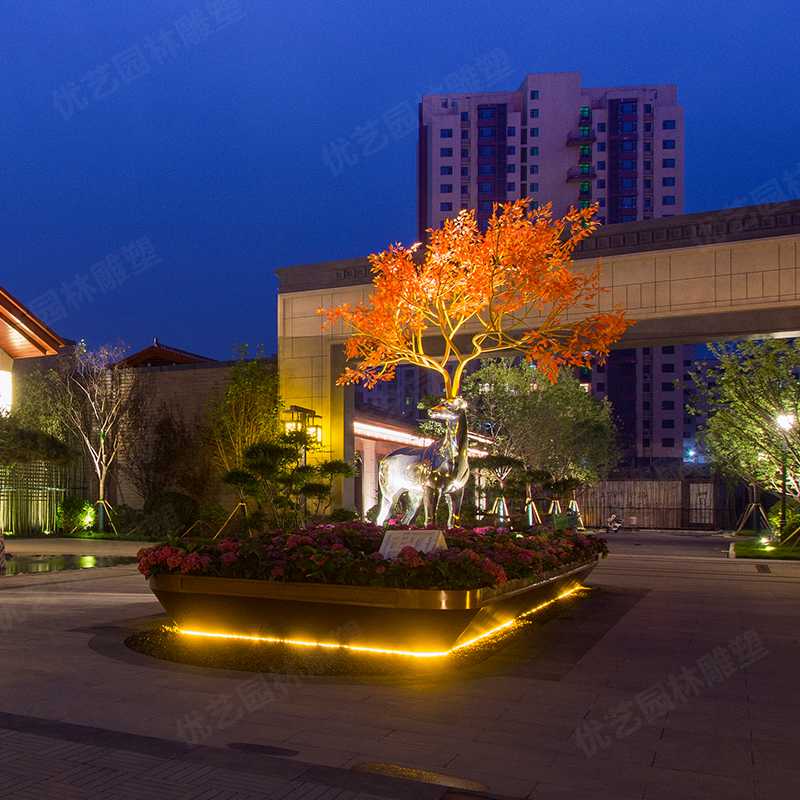 不銹鋼鹿，不銹鋼雕塑廠家，定制不銹鋼雕塑