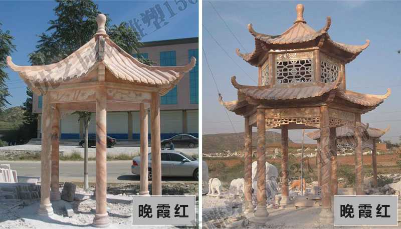 中式大理石涼亭，石雕涼亭廠(chǎng)家，石雕景觀(guān)涼亭定制