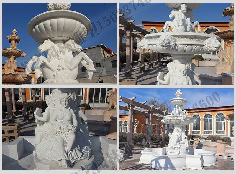 大理石噴泉，歐式人物動物噴泉，室外景觀噴泉定制