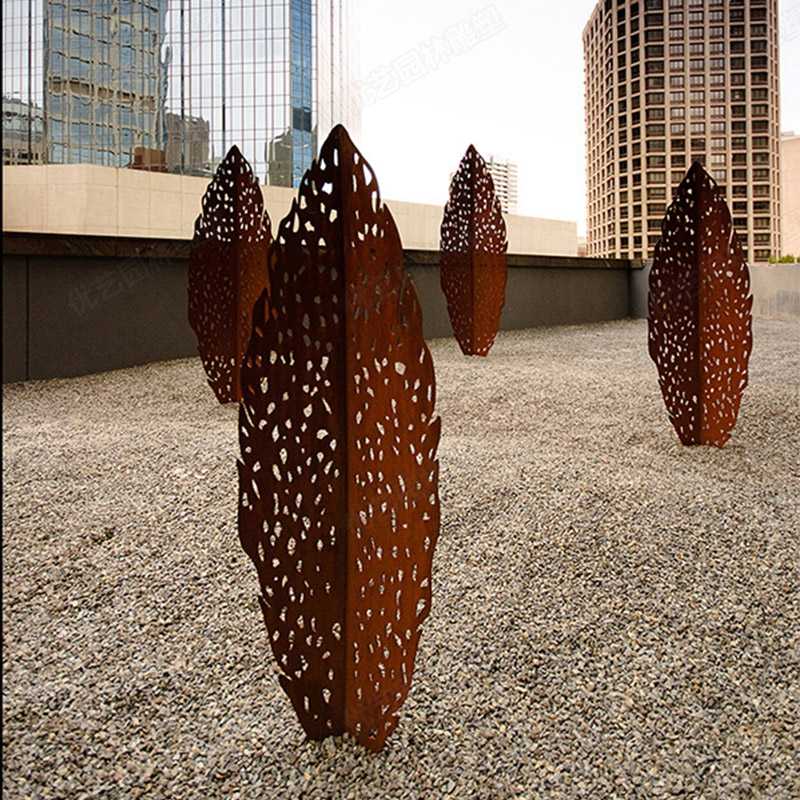 耐候鋼雕塑，耐候鋼樹葉雕塑