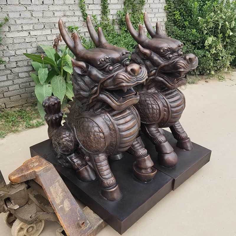 銅麒麟雕塑，銅麒麟擺件，鎮(zhèn)宅風(fēng)水麒麟